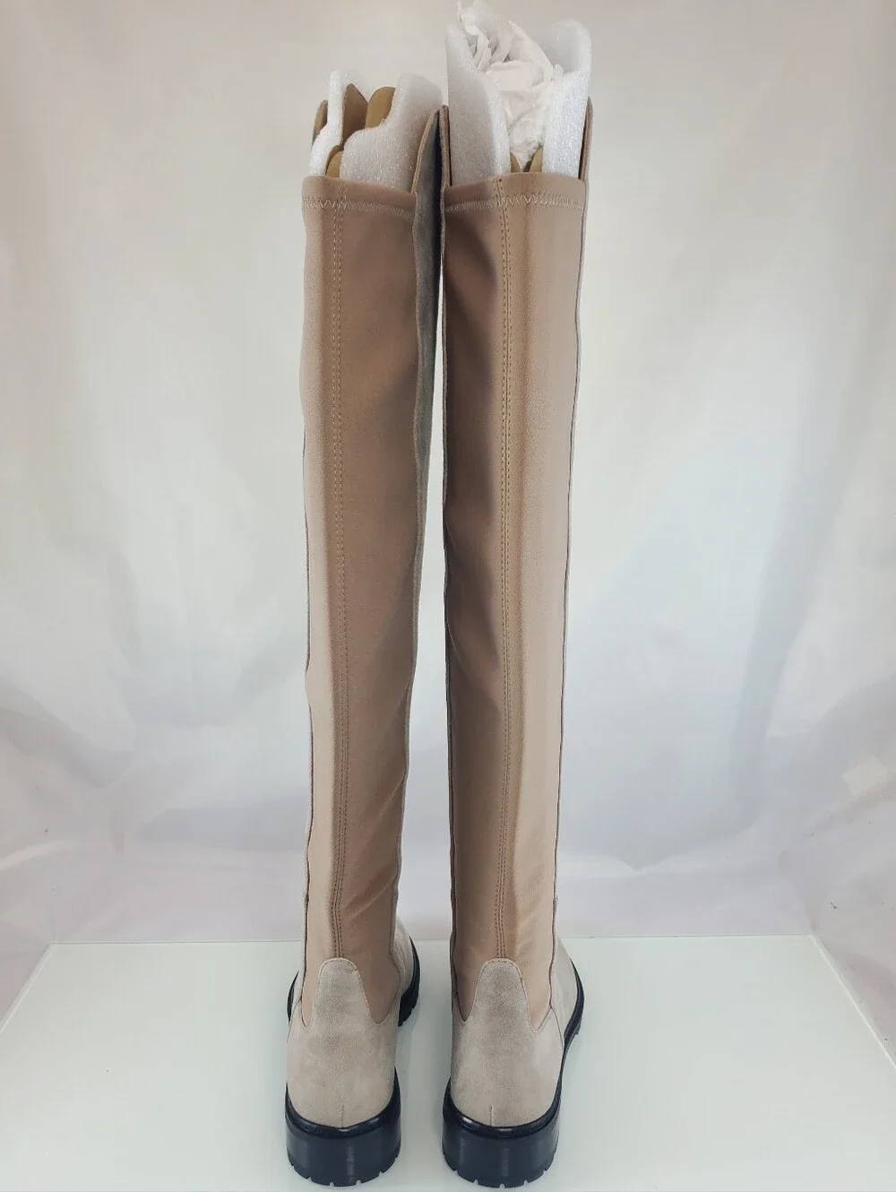 NWT$795 Stuart Weitzman City Over-the-Knee Leather Boots in Light Beige Sz 6
